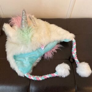 🦄 JUSTICE Faux Fur Unicorn Hoodie Hat